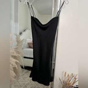 Black mini silk dress